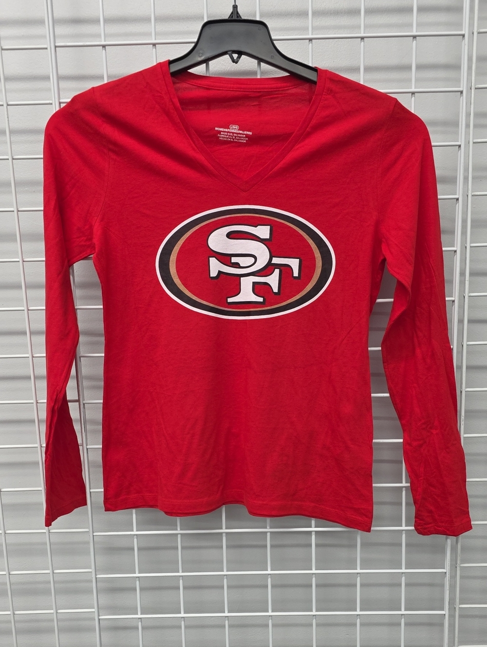 San Francisco 49ers Womens Long Sleeve V-Neck Tee Size Large.